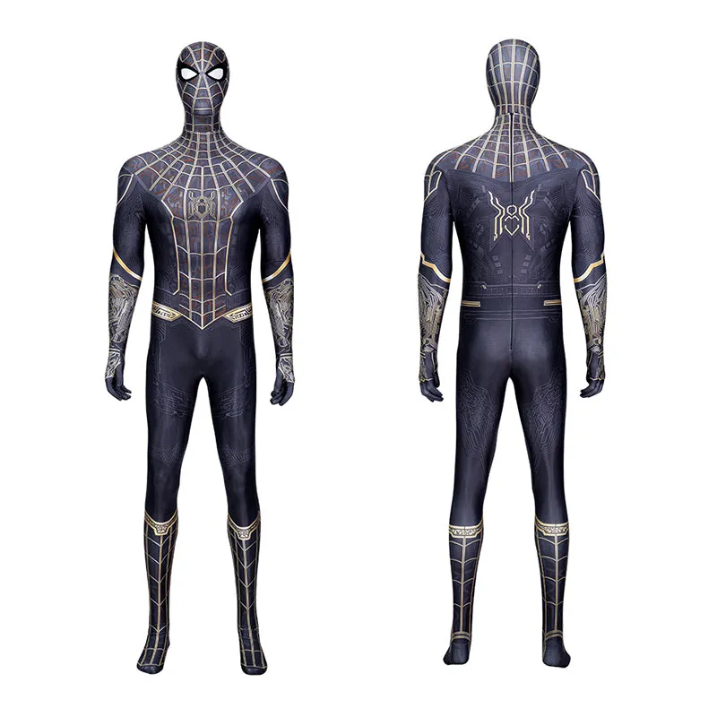 Spider-Man: No Way Home Black and Gold Suit Peter Parker Costume Spiderman Jumpsuit