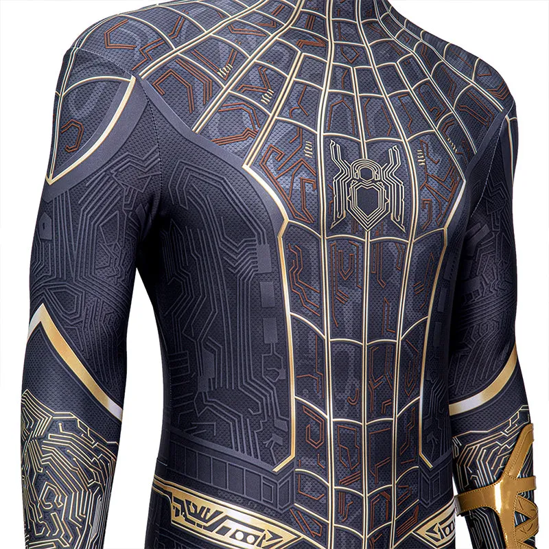 Spider-Man: No Way Home Black and Gold Suit Peter Parker Costume Spiderman Jumpsuit