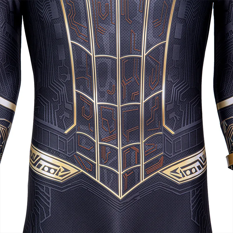 Spider-Man: No Way Home Black and Gold Suit Peter Parker Costume Spiderman Jumpsuit