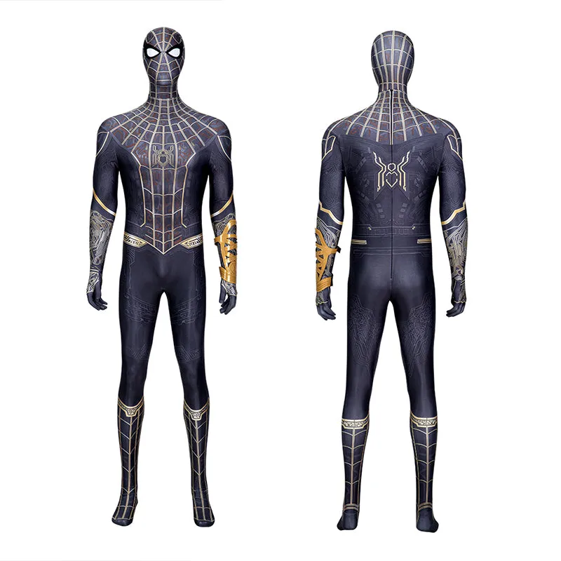Spider-Man: No Way Home Black and Gold Suit Peter Parker Costume Spiderman Jumpsuit