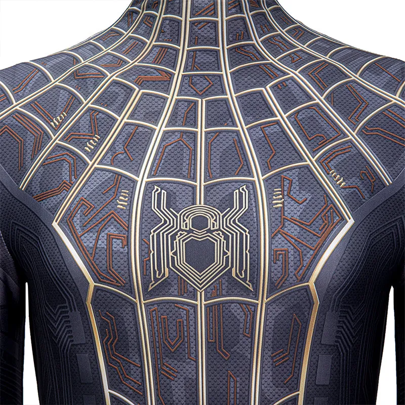 Spider-Man: No Way Home Black and Gold Suit Peter Parker Costume Spiderman Jumpsuit