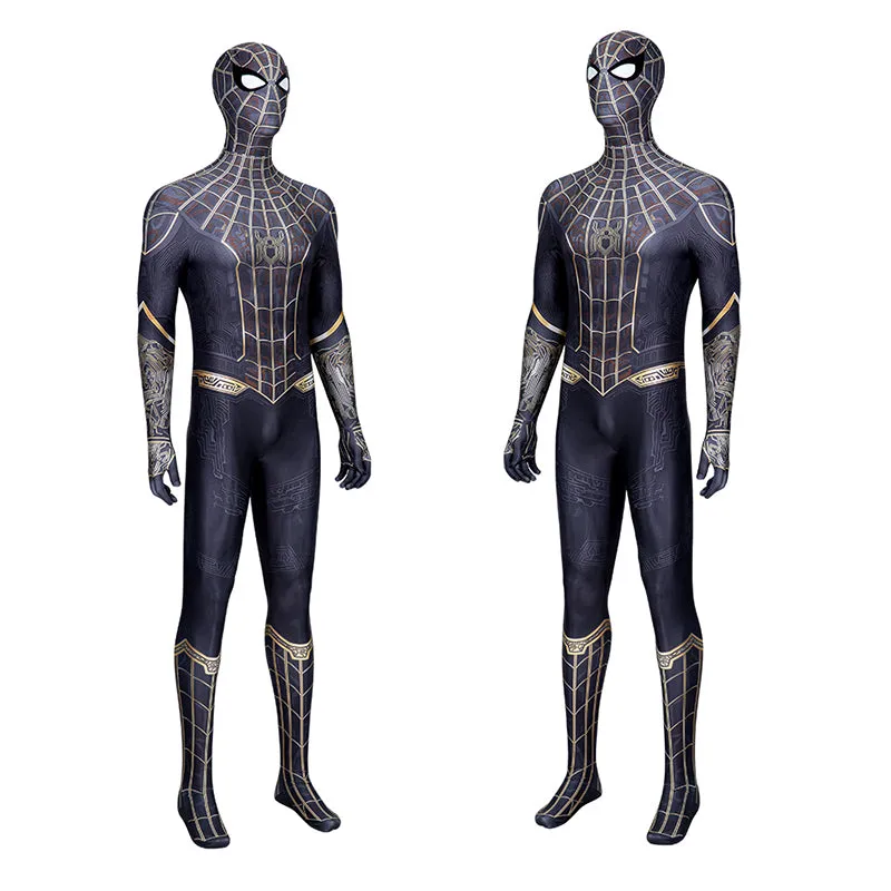 Spider-Man: No Way Home Black and Gold Suit Peter Parker Costume Spiderman Jumpsuit