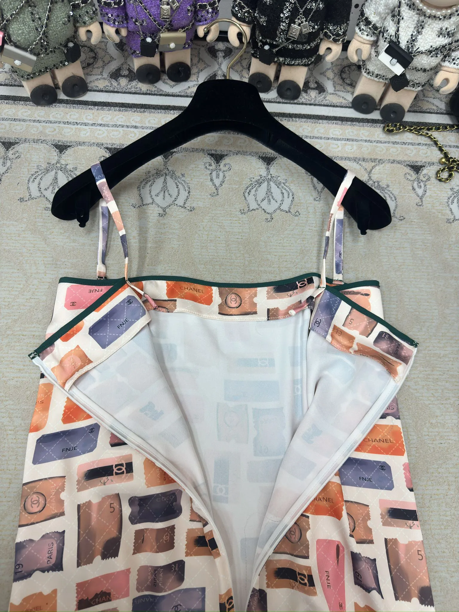 stamp print slip dress