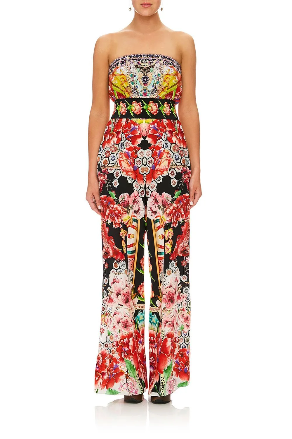 STRAPLESS JUMPSUIT WITH JKT BELT PAINTED LAND