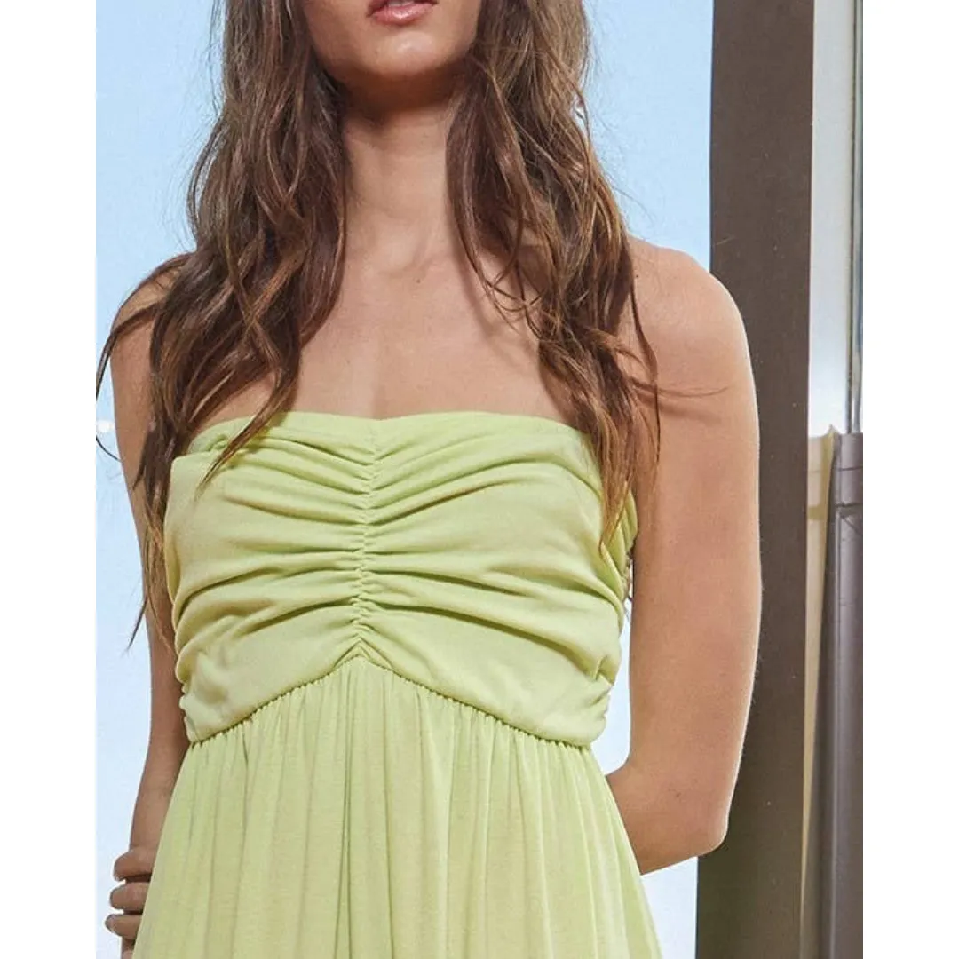Strapless Ruched Drop Crotch Jogger Jumpsuit