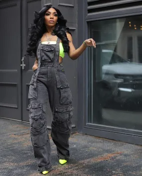Streetwear Sleeveless Denim jumpsuit