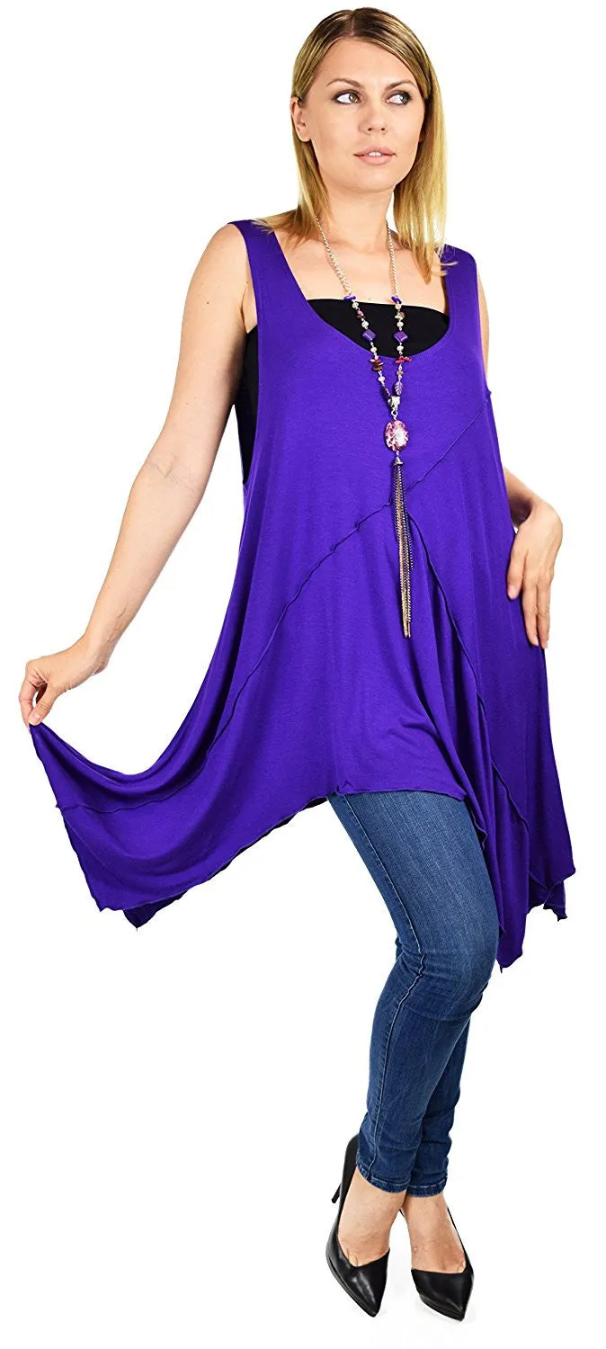 Summer Swing Flared Tank Top | Sleeveless Tunic Blouse Top