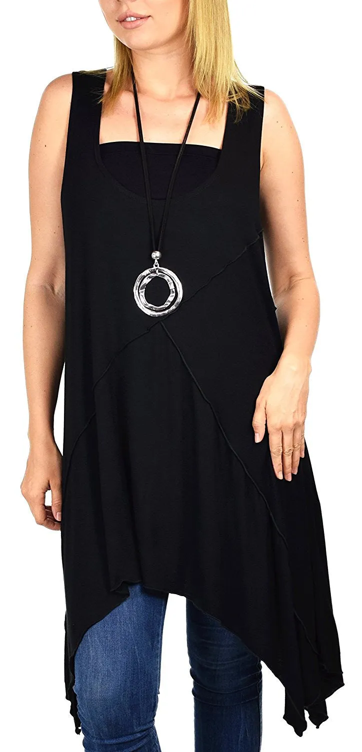 Summer Swing Flared Tank Top | Sleeveless Tunic Blouse Top