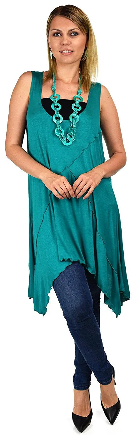 Summer Swing Flared Tank Top | Sleeveless Tunic Blouse Top