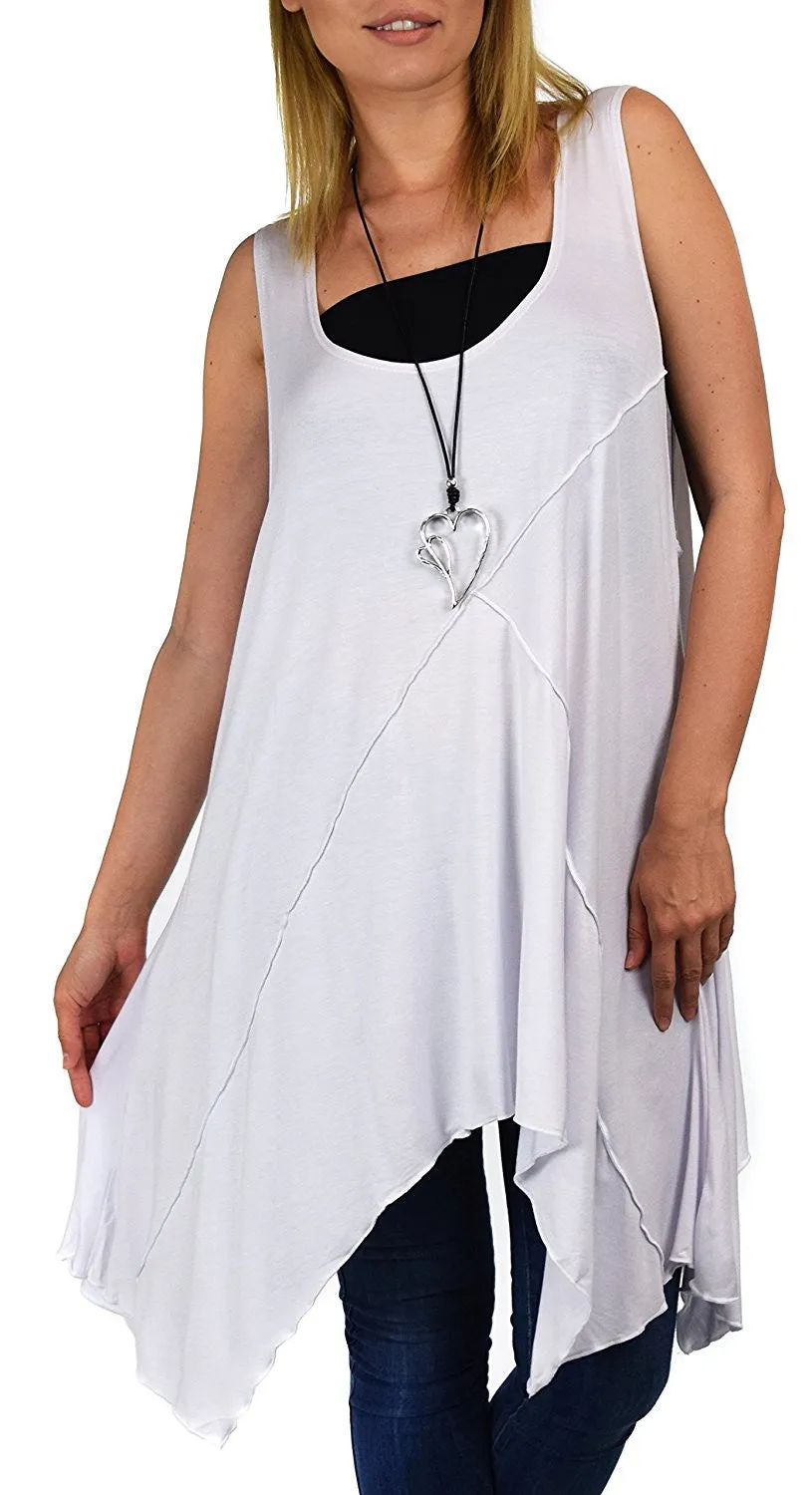 Summer Swing Flared Tank Top | Sleeveless Tunic Blouse Top