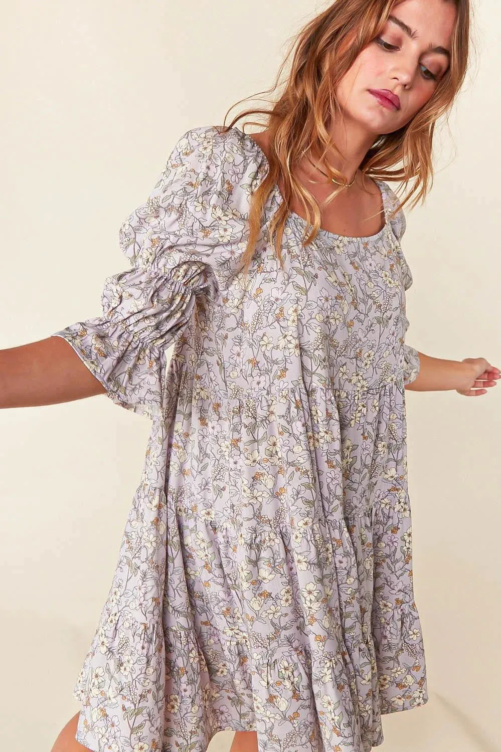 Sweet Lavender Floral baby doll dress