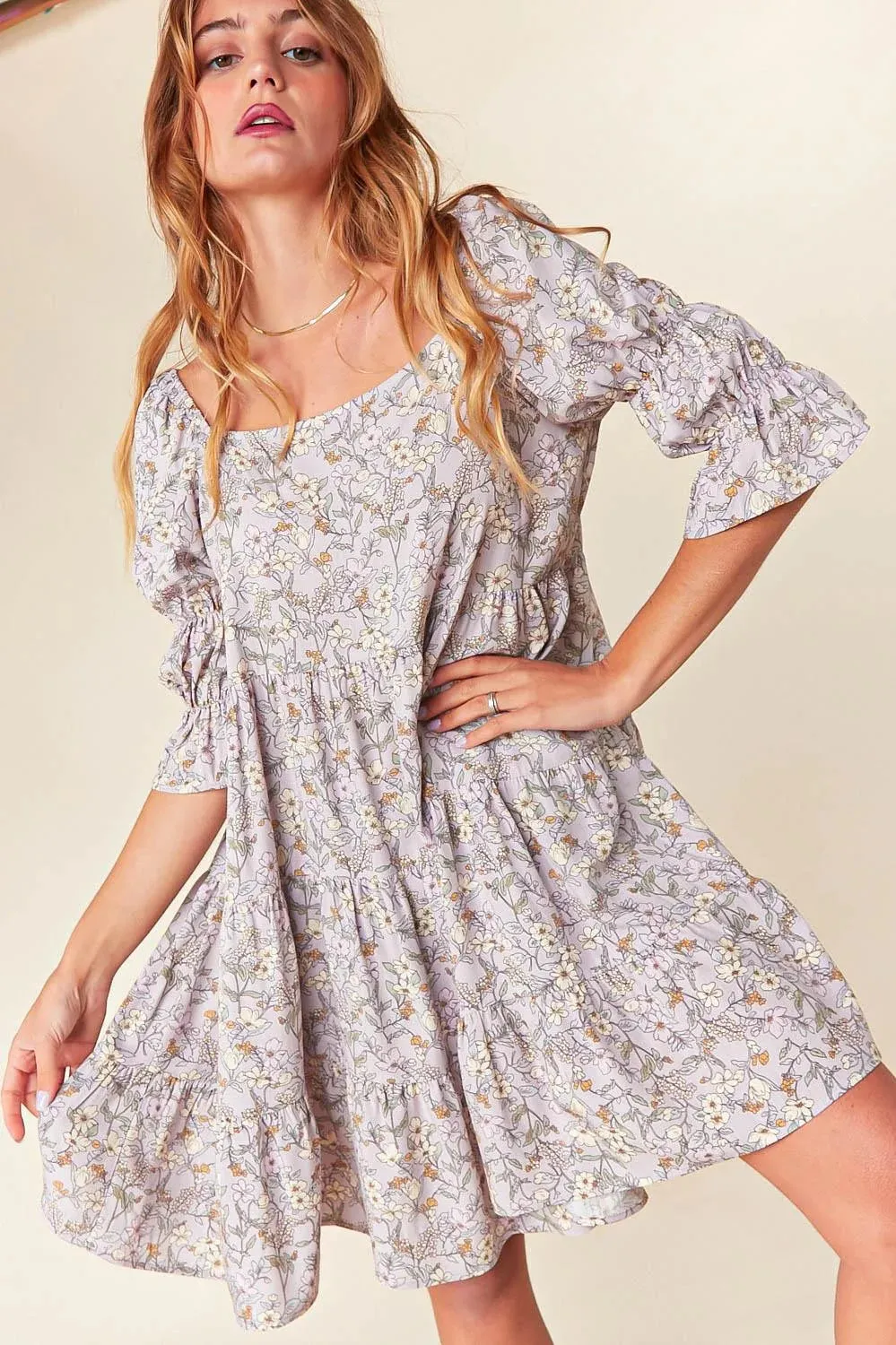 Sweet Lavender Floral baby doll dress