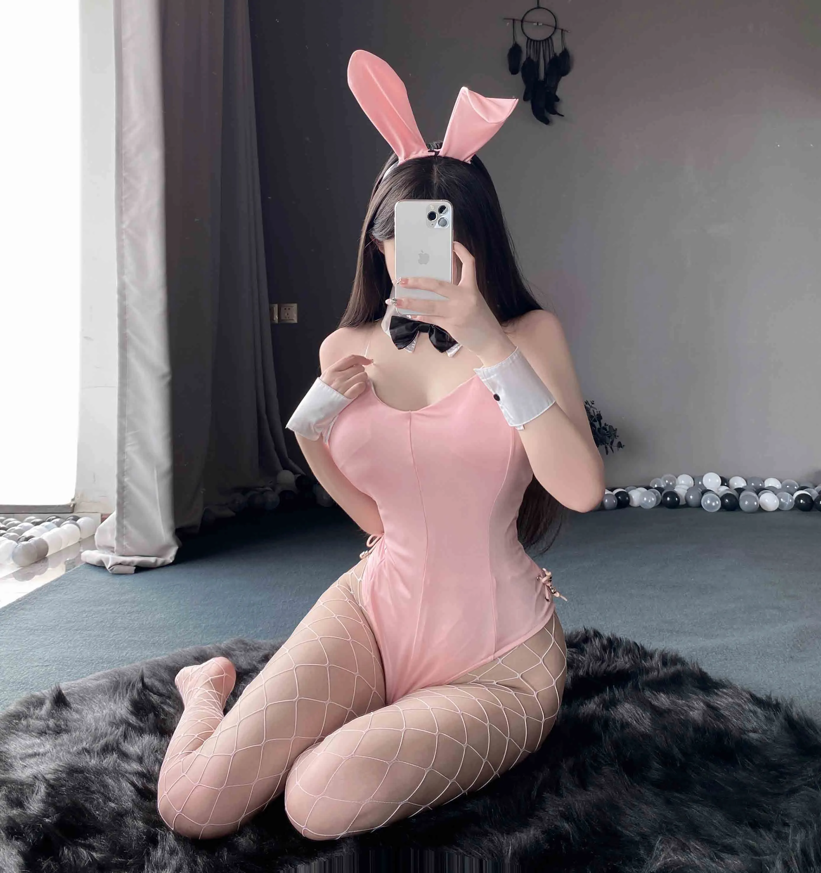 T-2442 Sexy open-piece bunny girl suit