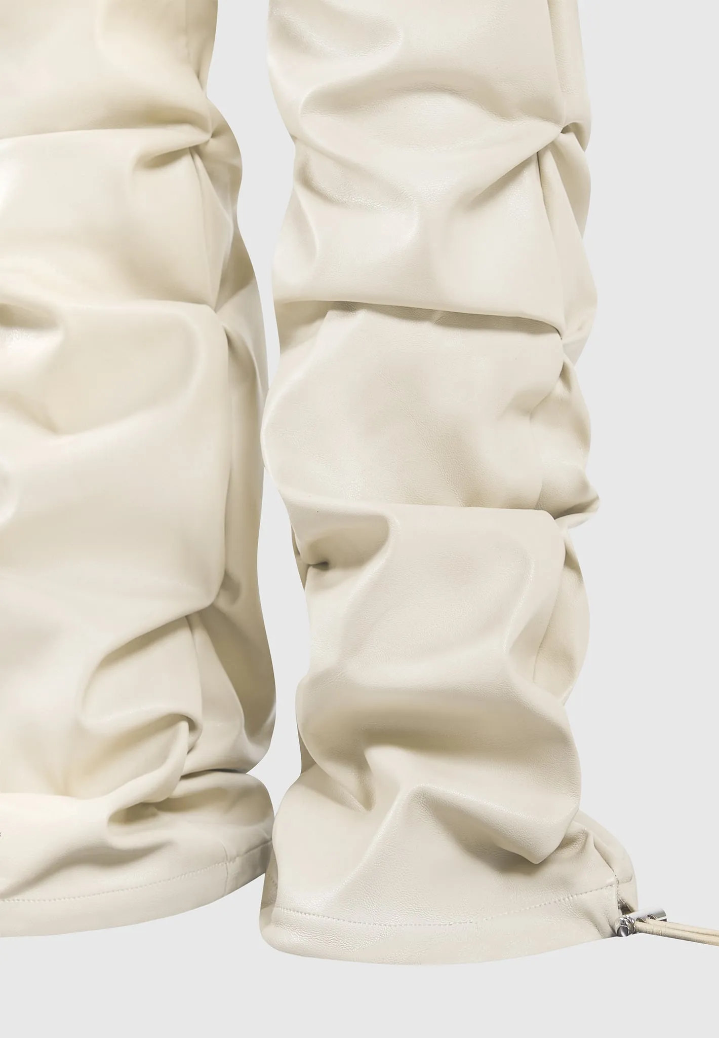 Tacked Leather T-Shirt Jumpsuit - Beige