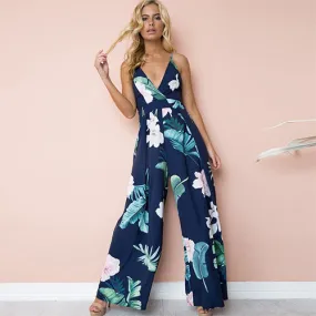 Tanya Deep V-neck Bohemian Backless Jumpsuit