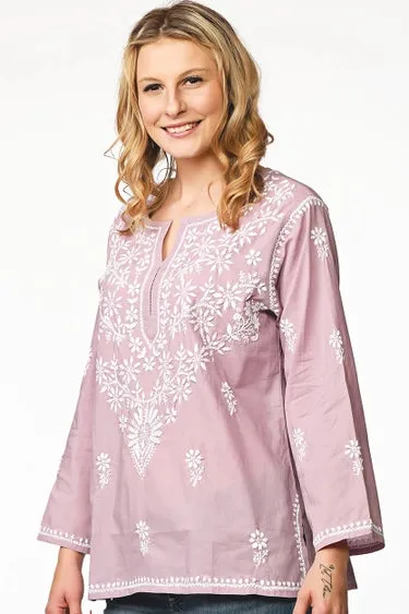 Tara Embroidered Tunic in Lilac