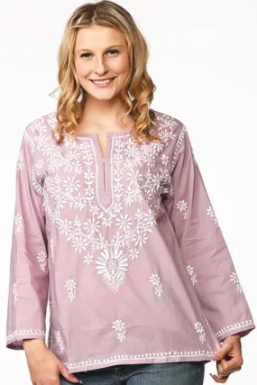 Tara Embroidered Tunic in Lilac