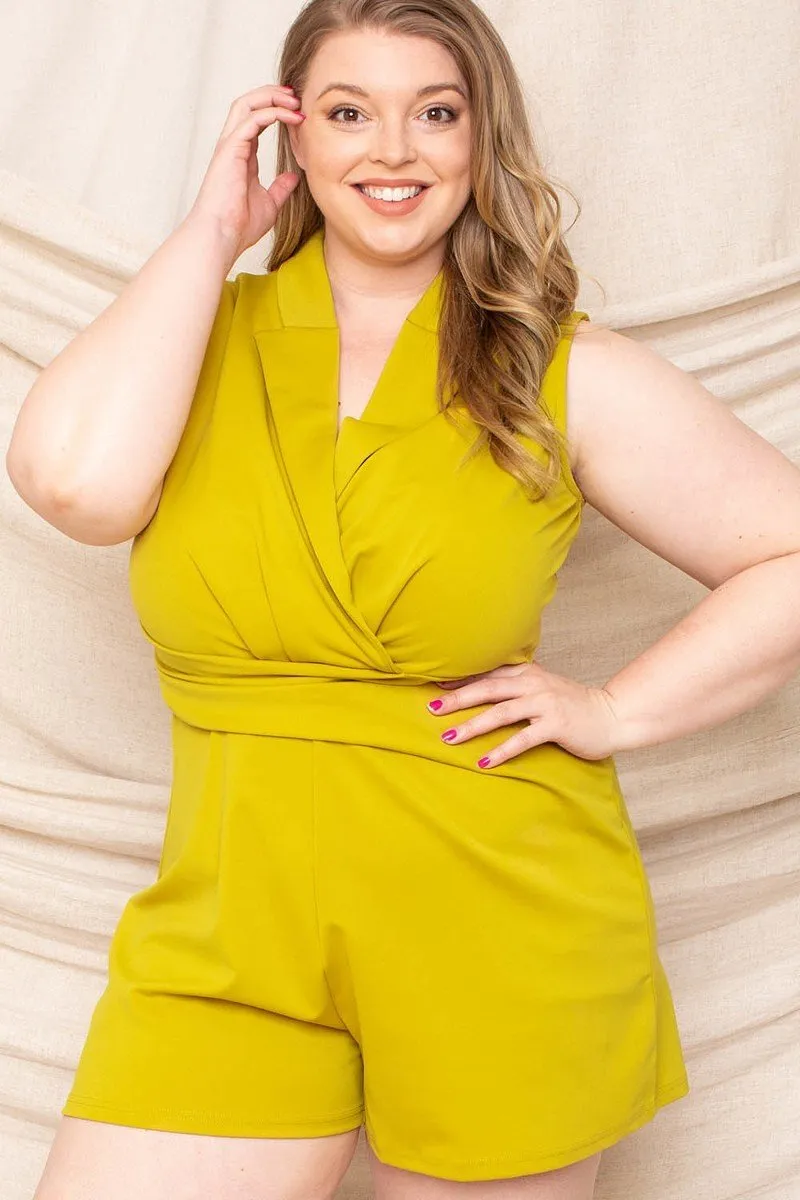 Tea Leaf Collared Neck Plus Size Women's Romper