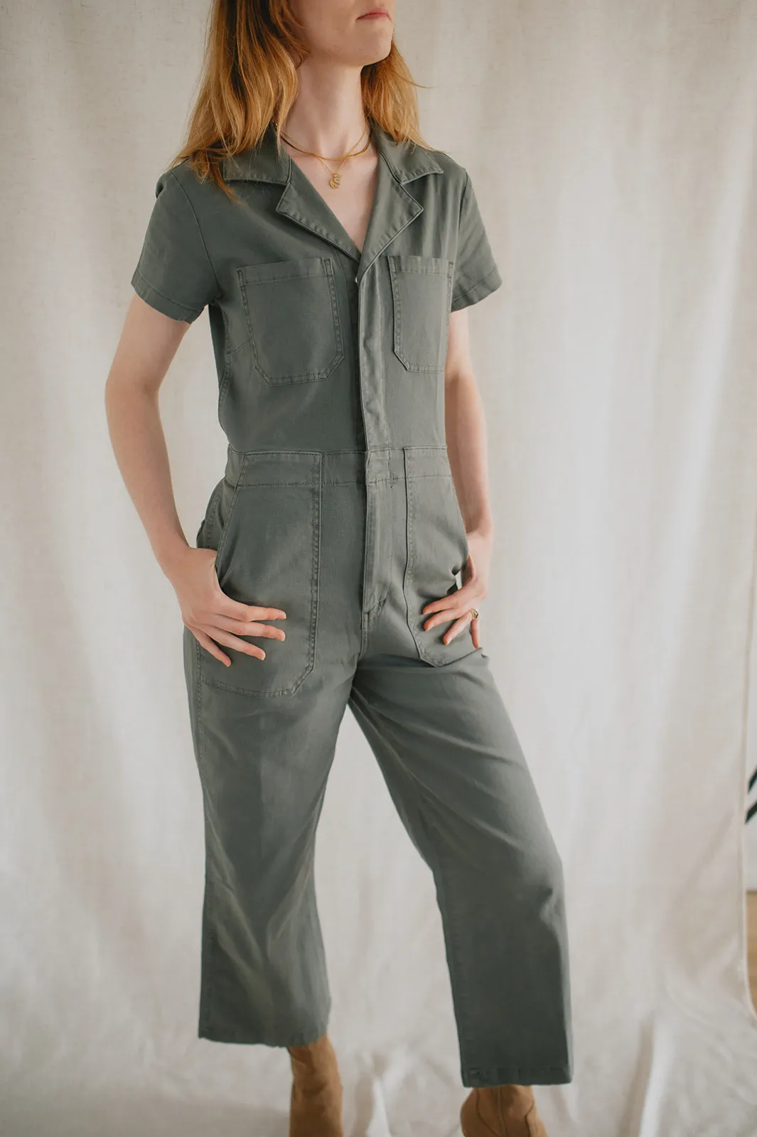 The Maverick Wide Leg Denim Jumpsuit by Daze Denim - Grass