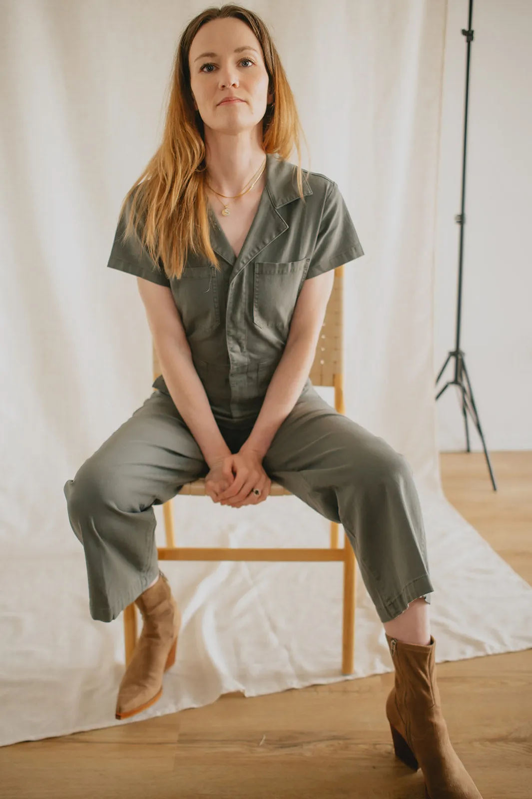 The Maverick Wide Leg Denim Jumpsuit by Daze Denim - Grass