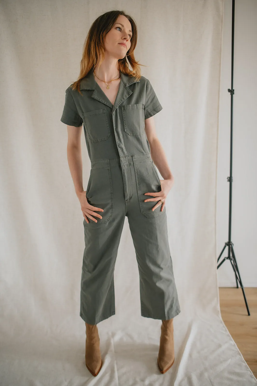 The Maverick Wide Leg Denim Jumpsuit by Daze Denim - Grass