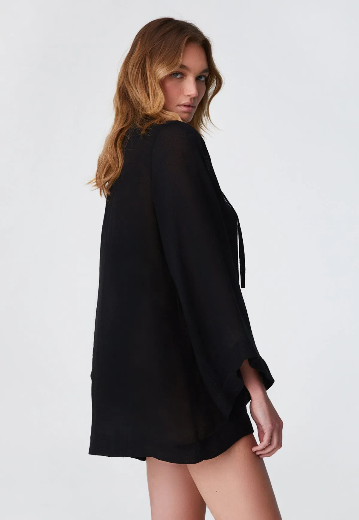 THE TUNIC TOP in BLACK ORGANIC GAUZE