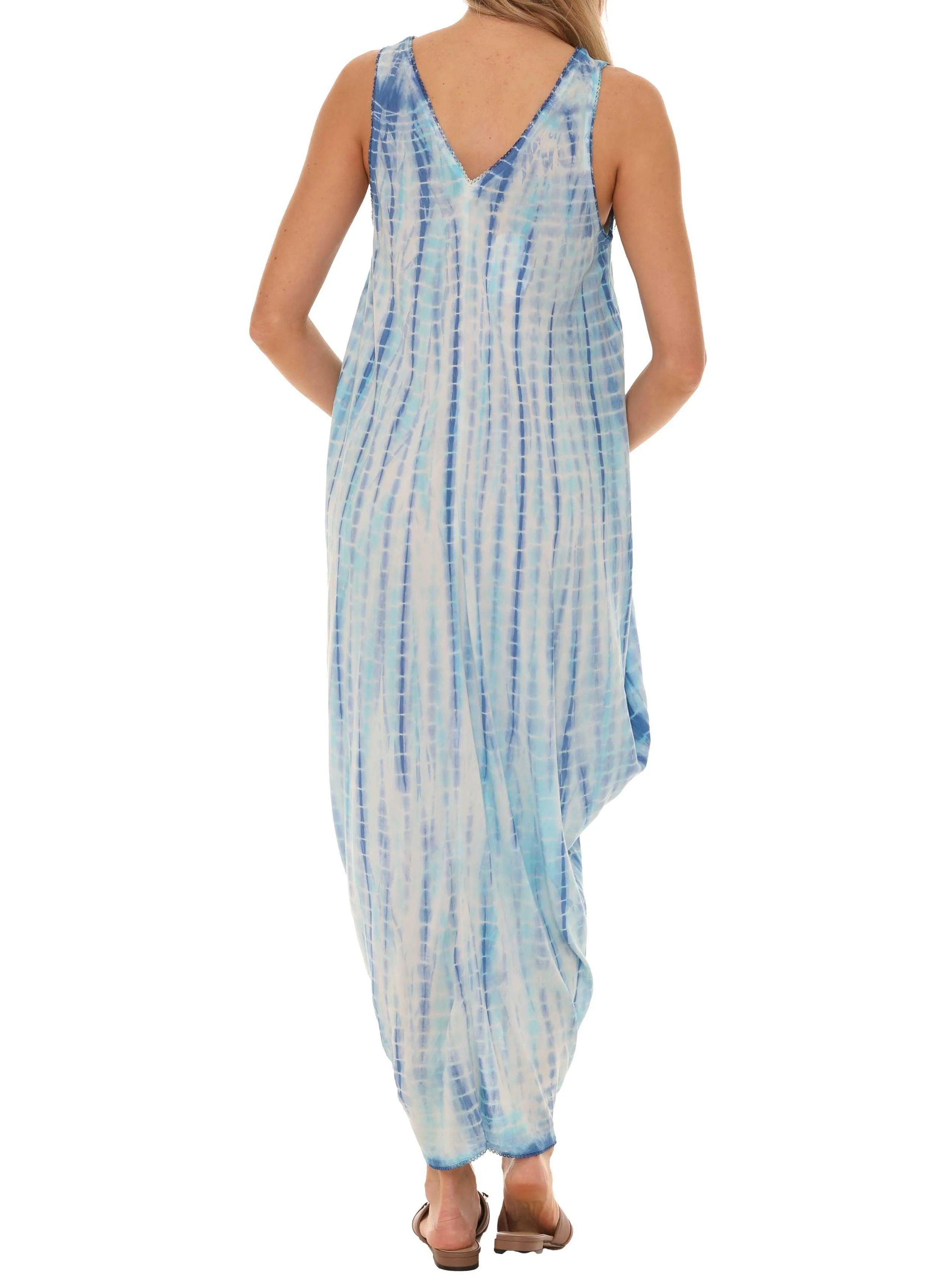 Tie Dye Sleeveless Women Long Dress