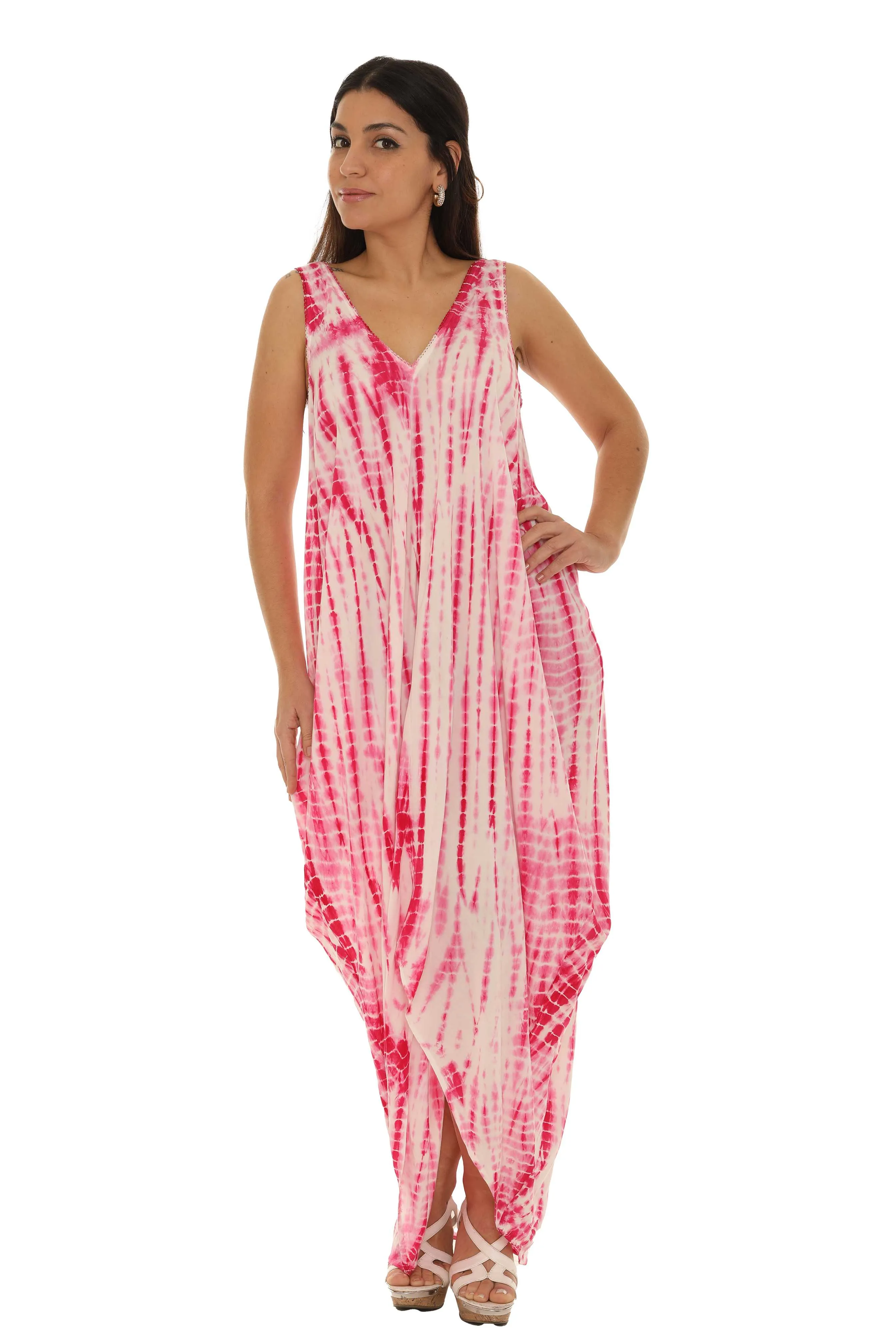 Tie Dye Sleeveless Women Long Dress
