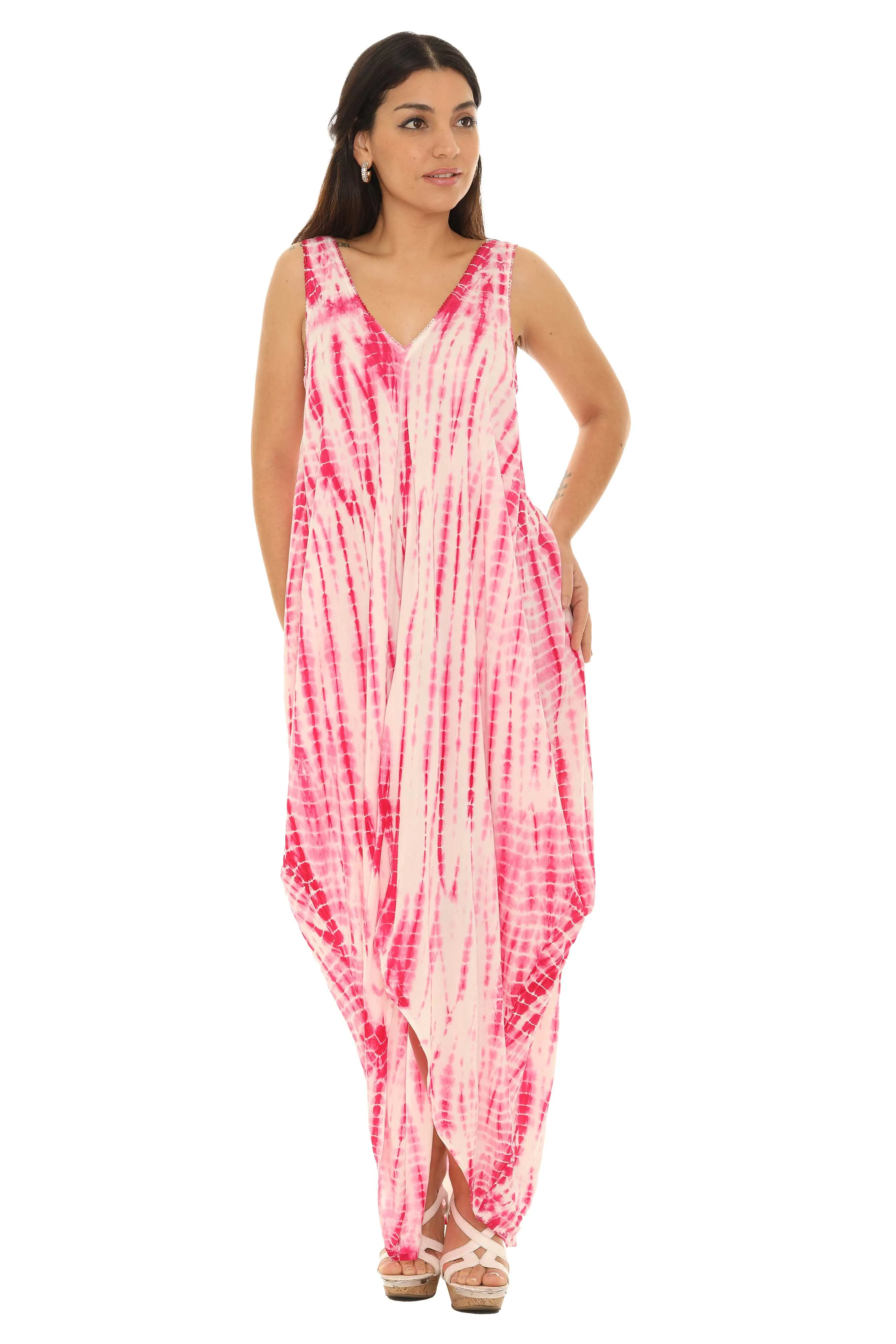 Tie Dye Sleeveless Women Long Dress