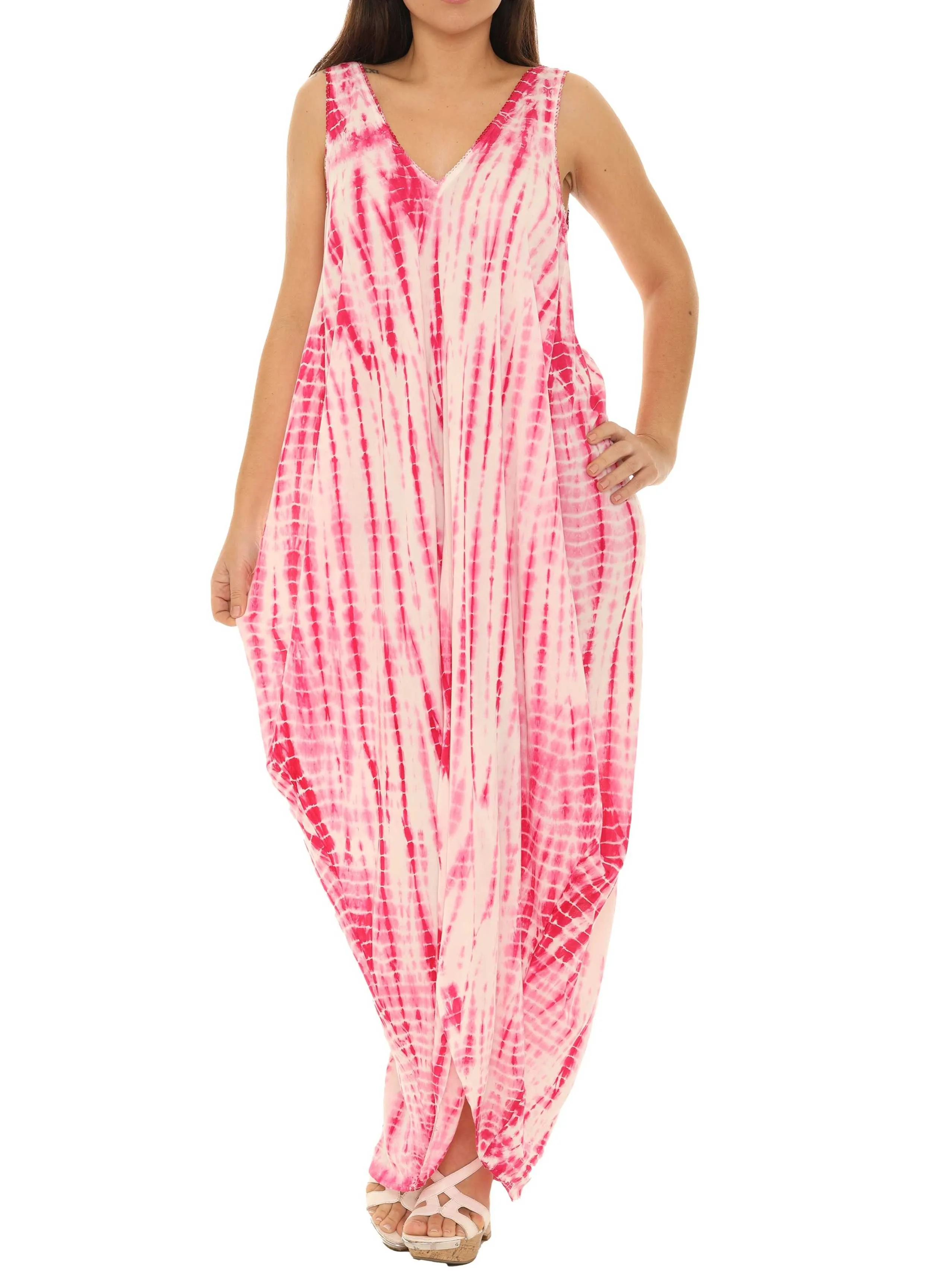 Tie Dye Sleeveless Women Long Dress