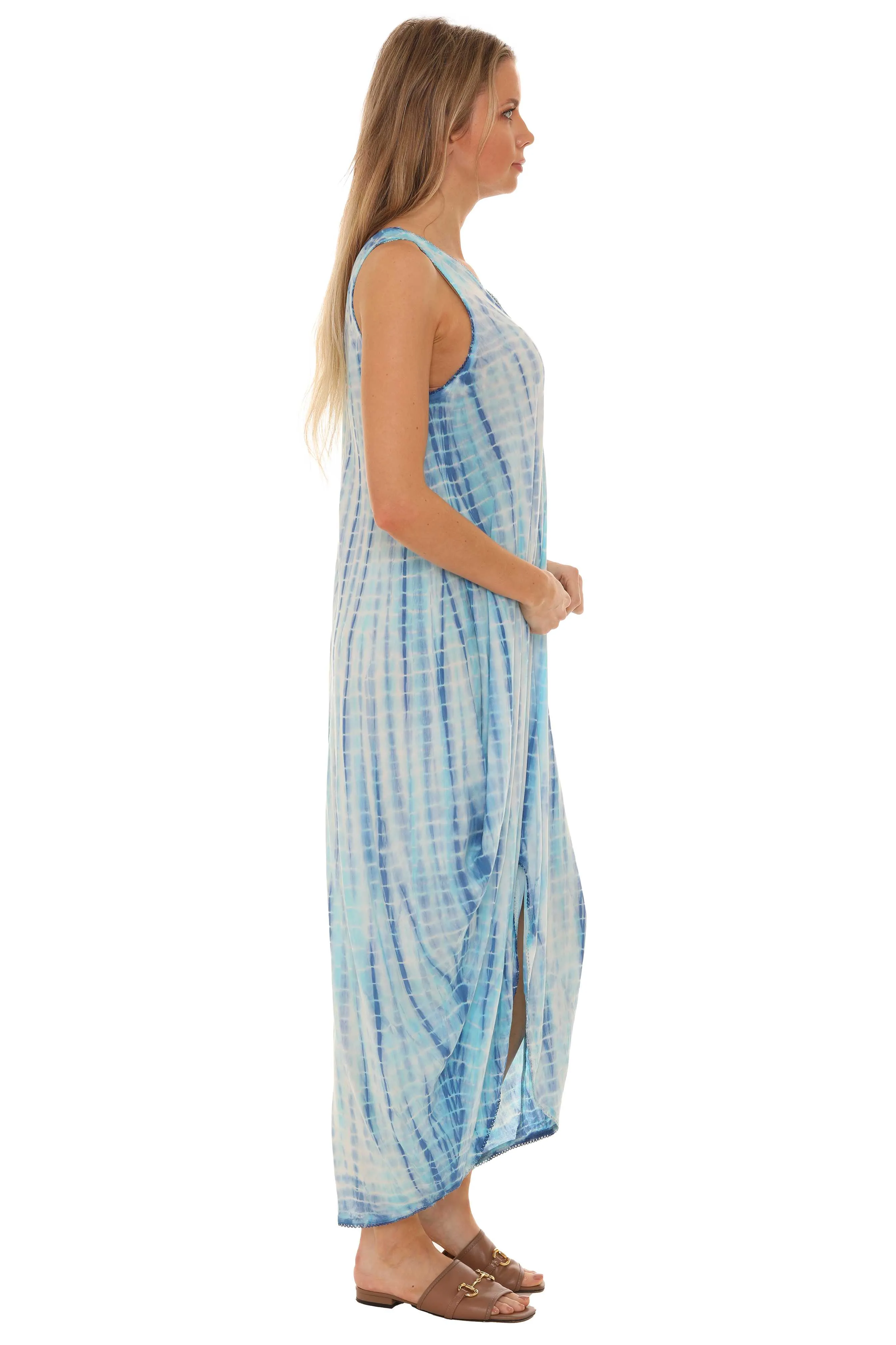 Tie Dye Sleeveless Women Long Dress
