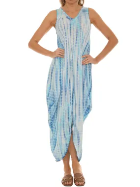 Tie Dye Sleeveless Women Long Dress