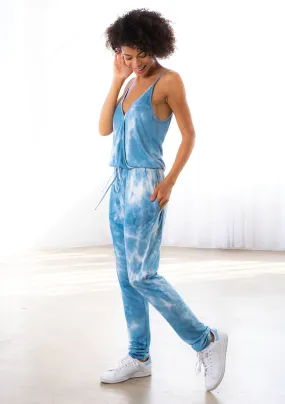Tie Dye Surplice Knit Jumpsuit