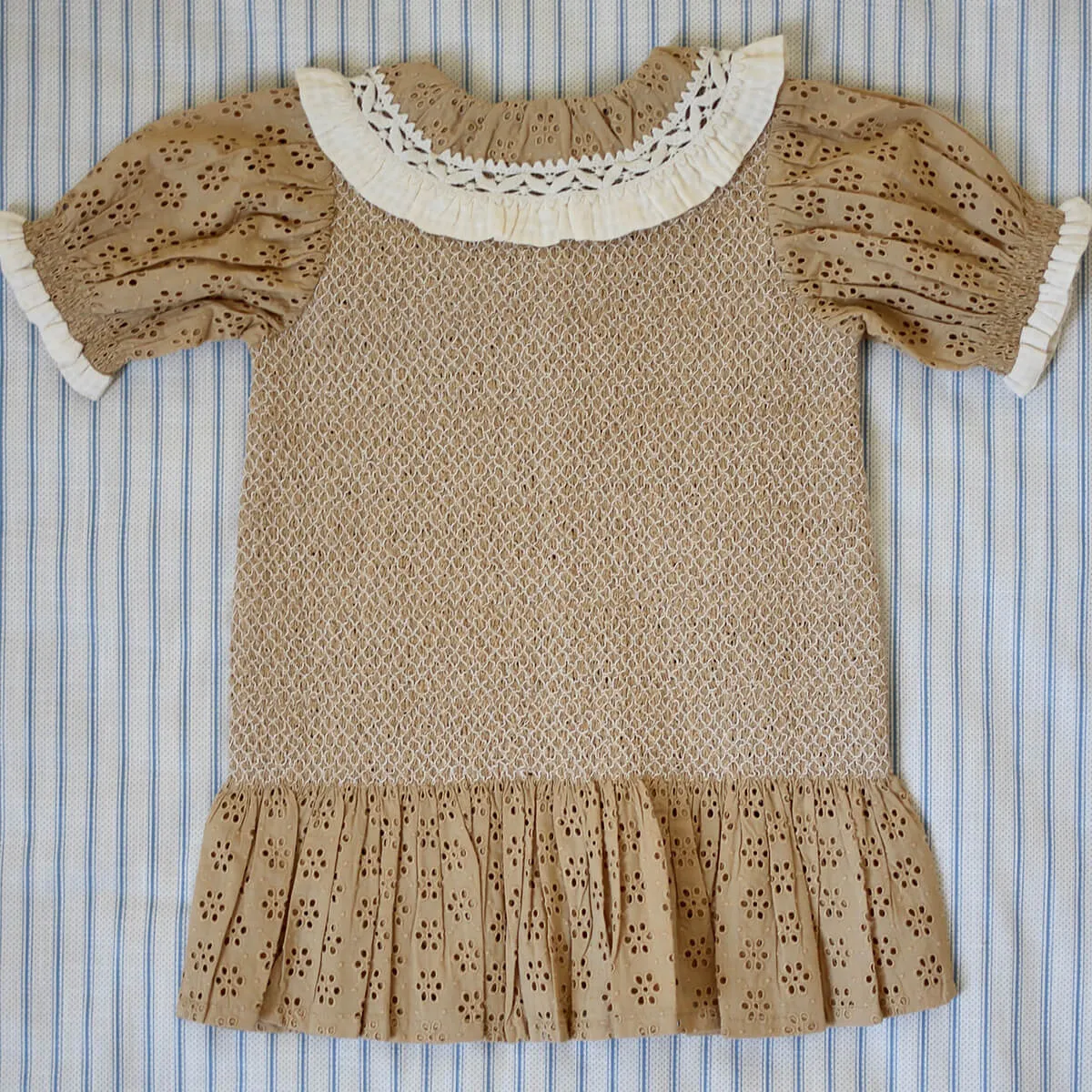 Tie Tunic in Honey Broderie Anglaise by Bonjour - Last One In Stock - 12 Years