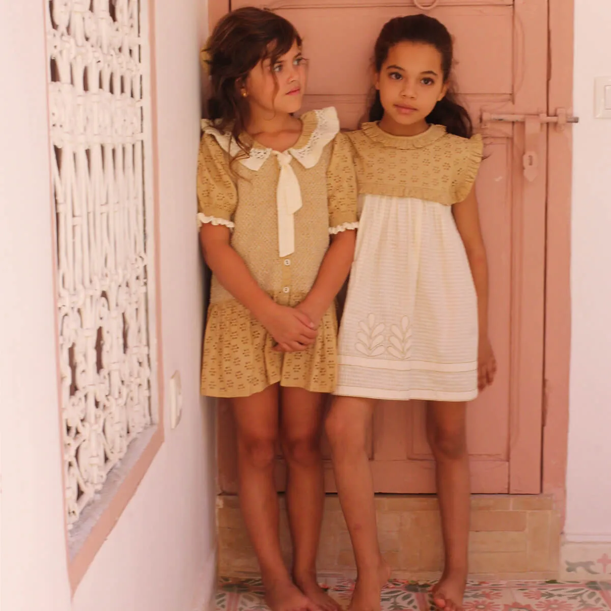 Tie Tunic in Honey Broderie Anglaise by Bonjour - Last One In Stock - 12 Years