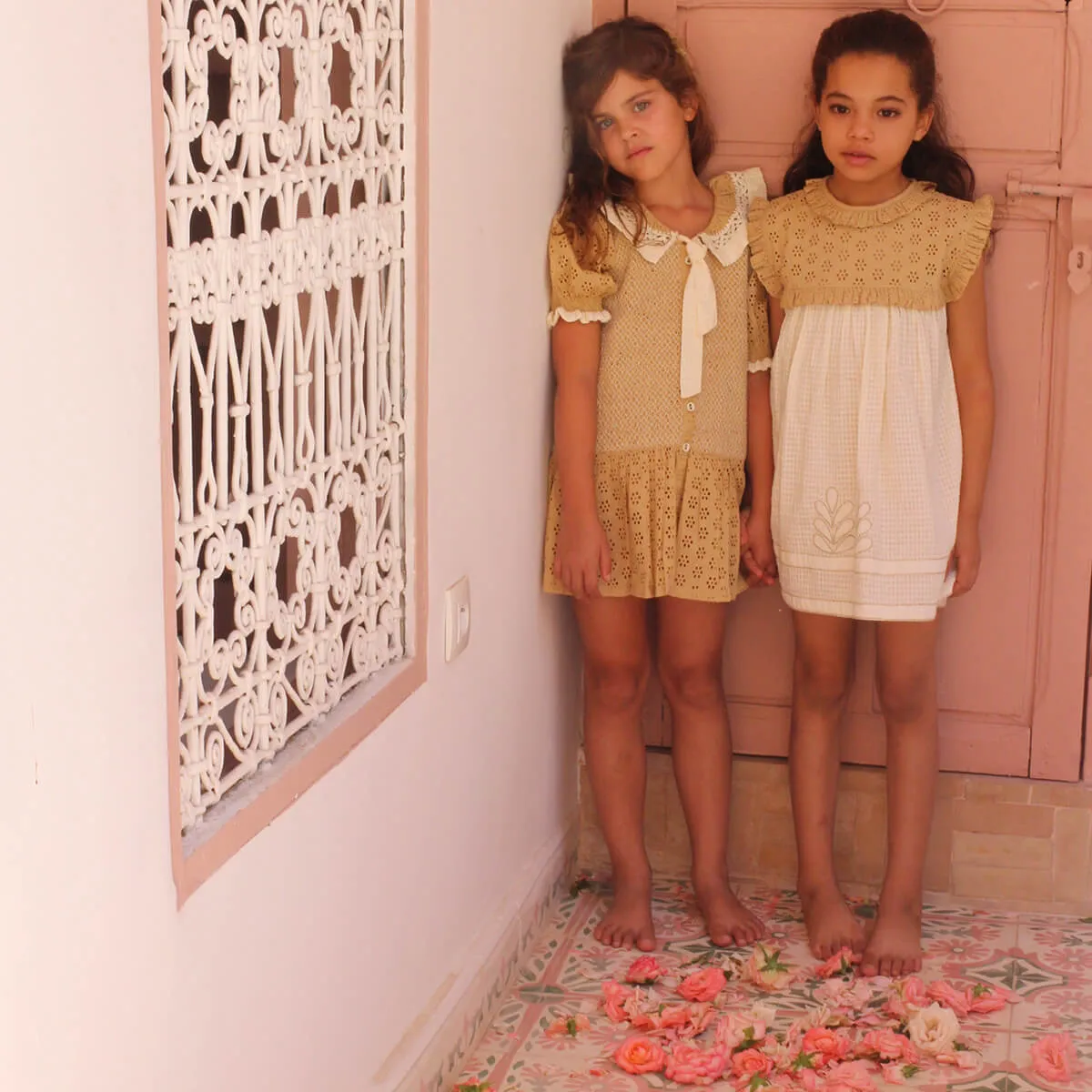 Tie Tunic in Honey Broderie Anglaise by Bonjour - Last One In Stock - 12 Years