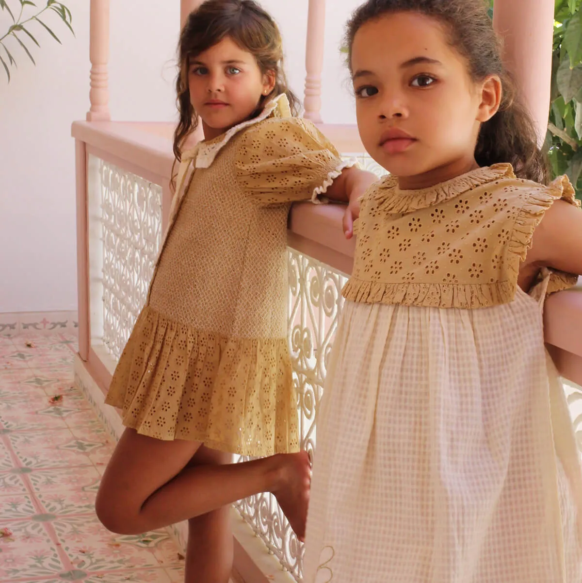 Tie Tunic in Honey Broderie Anglaise by Bonjour - Last One In Stock - 12 Years