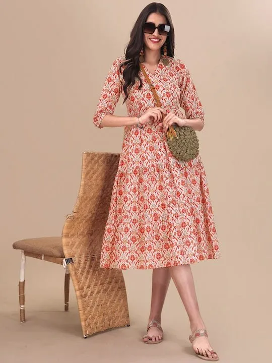 Tribal Printed A-line Midi Dress