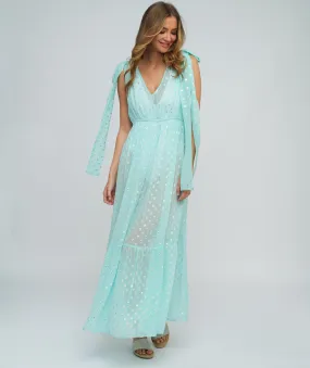 Turquoise Slip-on Maxi Dress