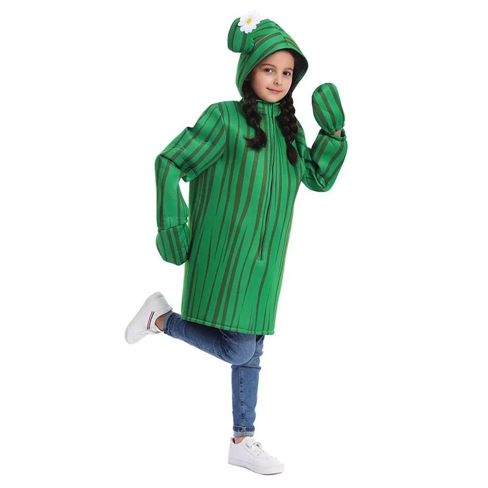 Unisex Kids Cactus Costume Cosplay Halloween Party Dress Up Plant Jumpsuit
