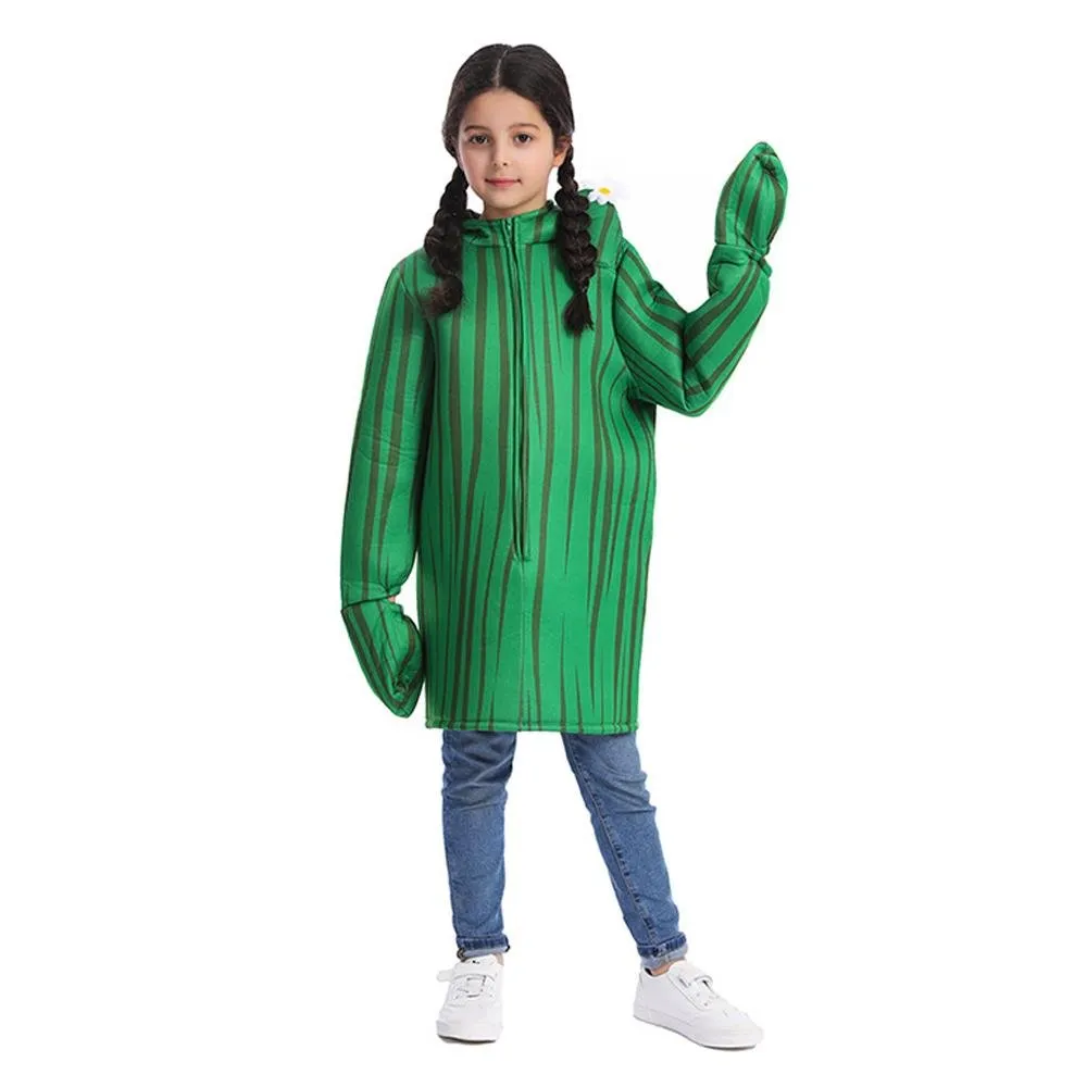 Unisex Kids Cactus Costume Cosplay Halloween Party Dress Up Plant Jumpsuit