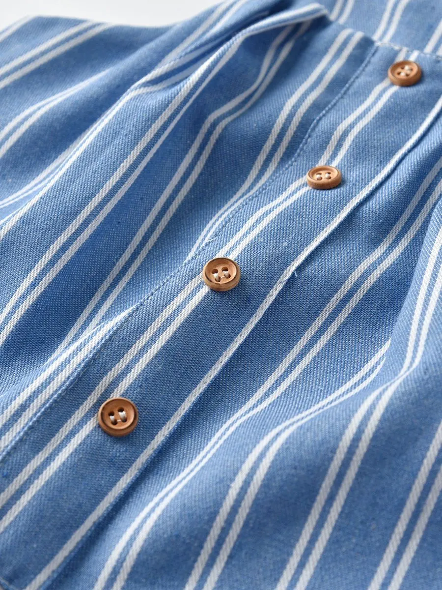 Unisex Stripe Buttoned Overall Baby Toddler Little Kids Suspender Pants