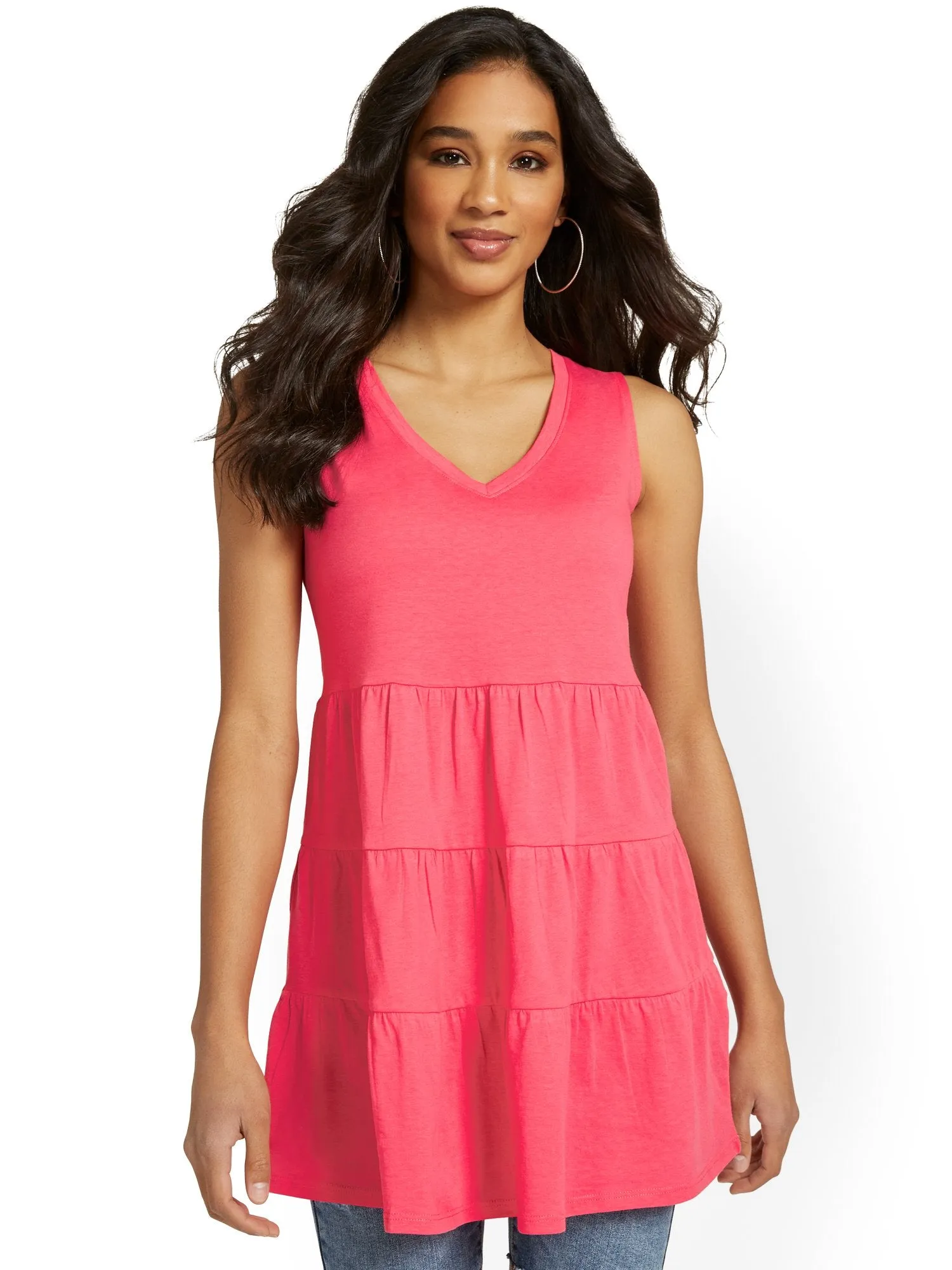 V-Neck Tiered Perfect Tee Tunic