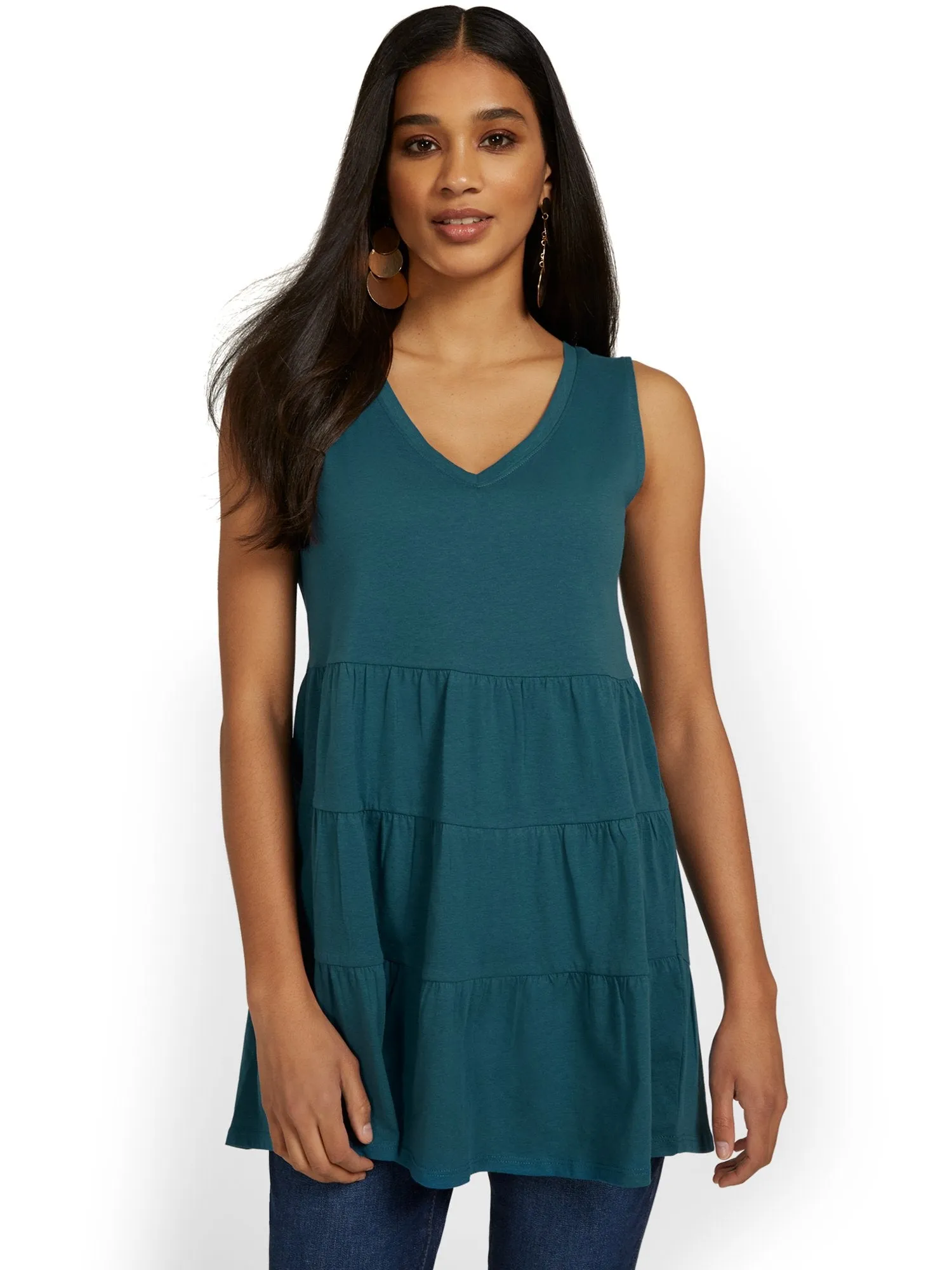 V-Neck Tiered Perfect Tee Tunic