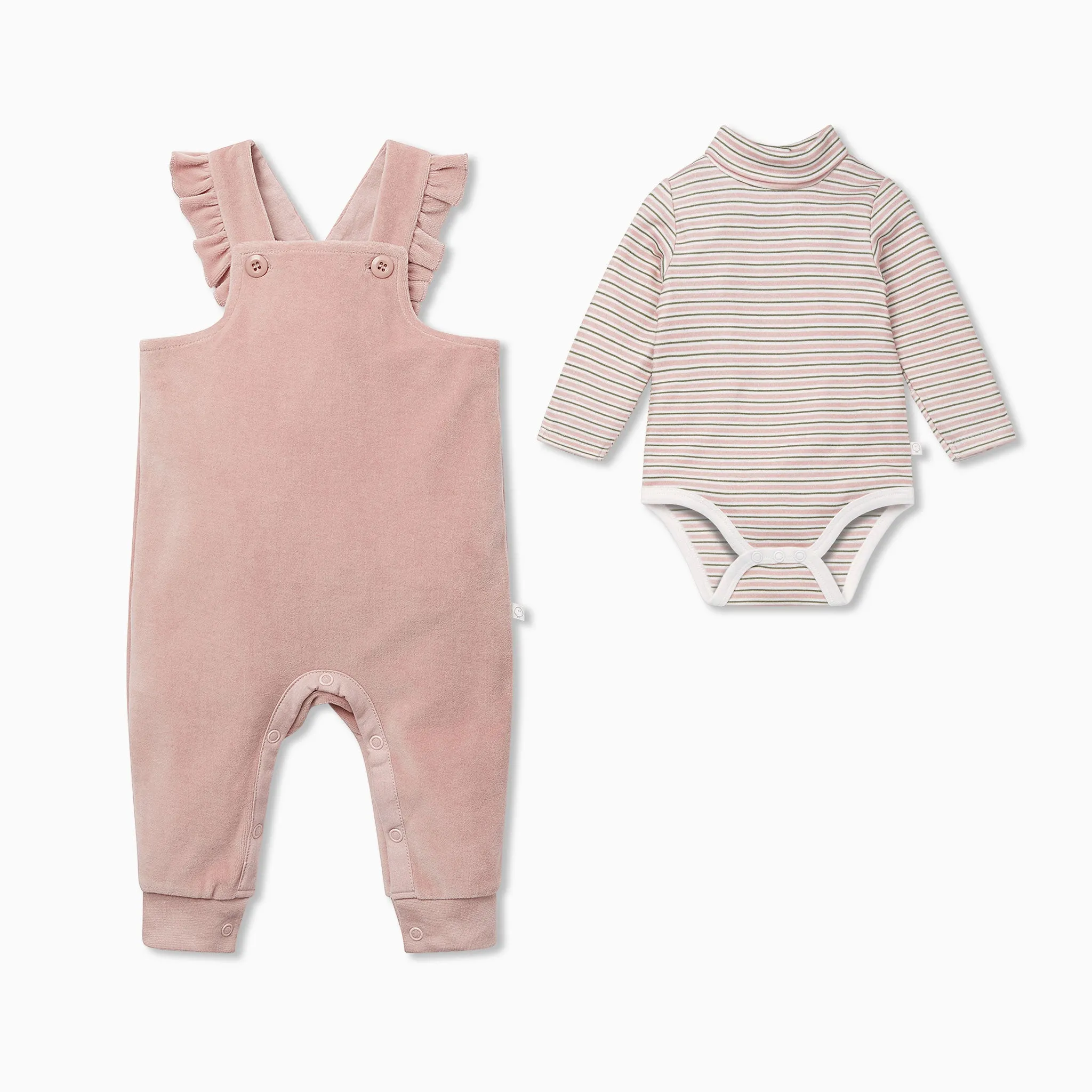 Velour Frill Dungarees & Roll Neck Bodysuit Outfit old