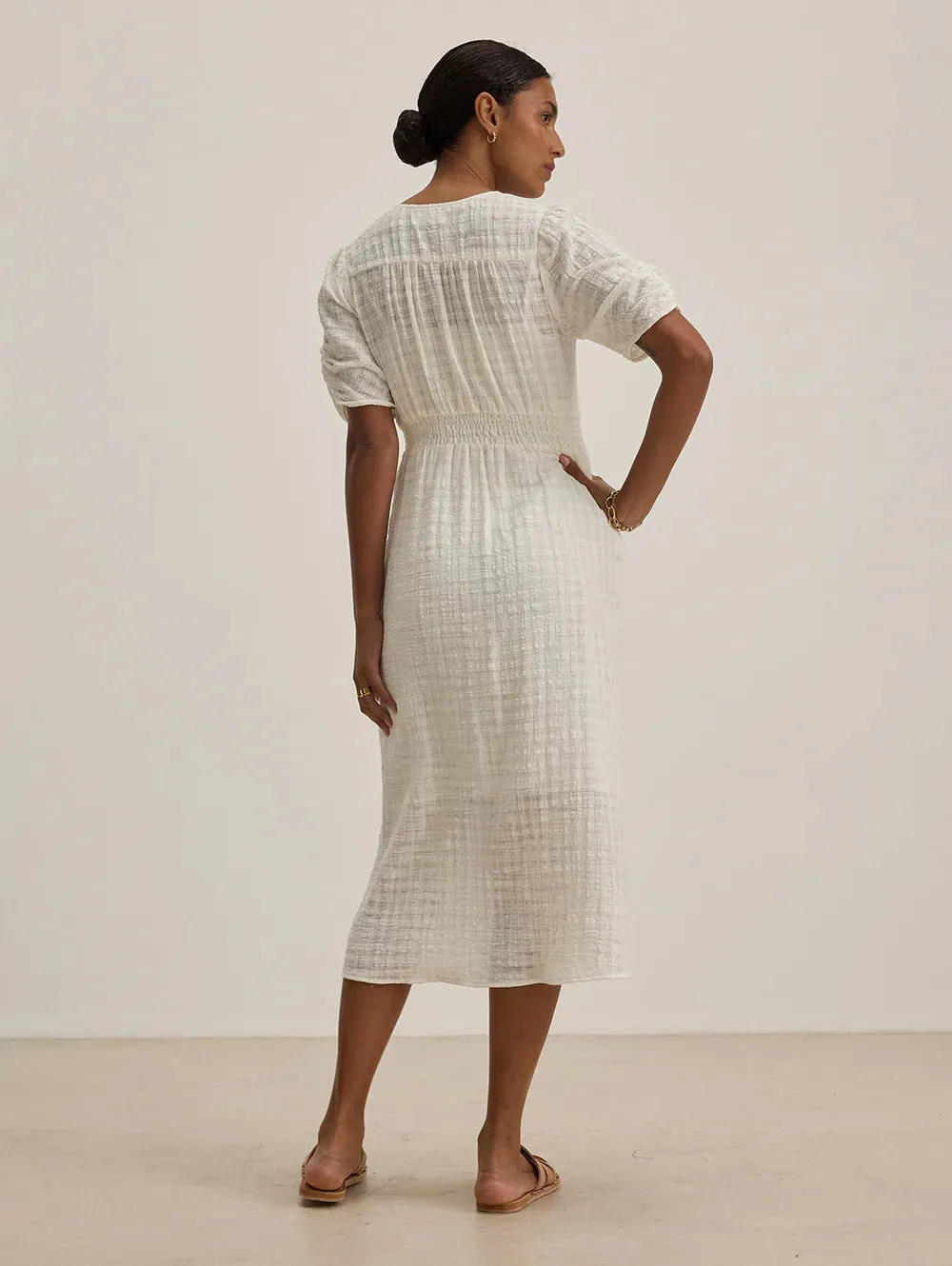 Velvet - Eloise - Textured Gauze Dress in Coconut
