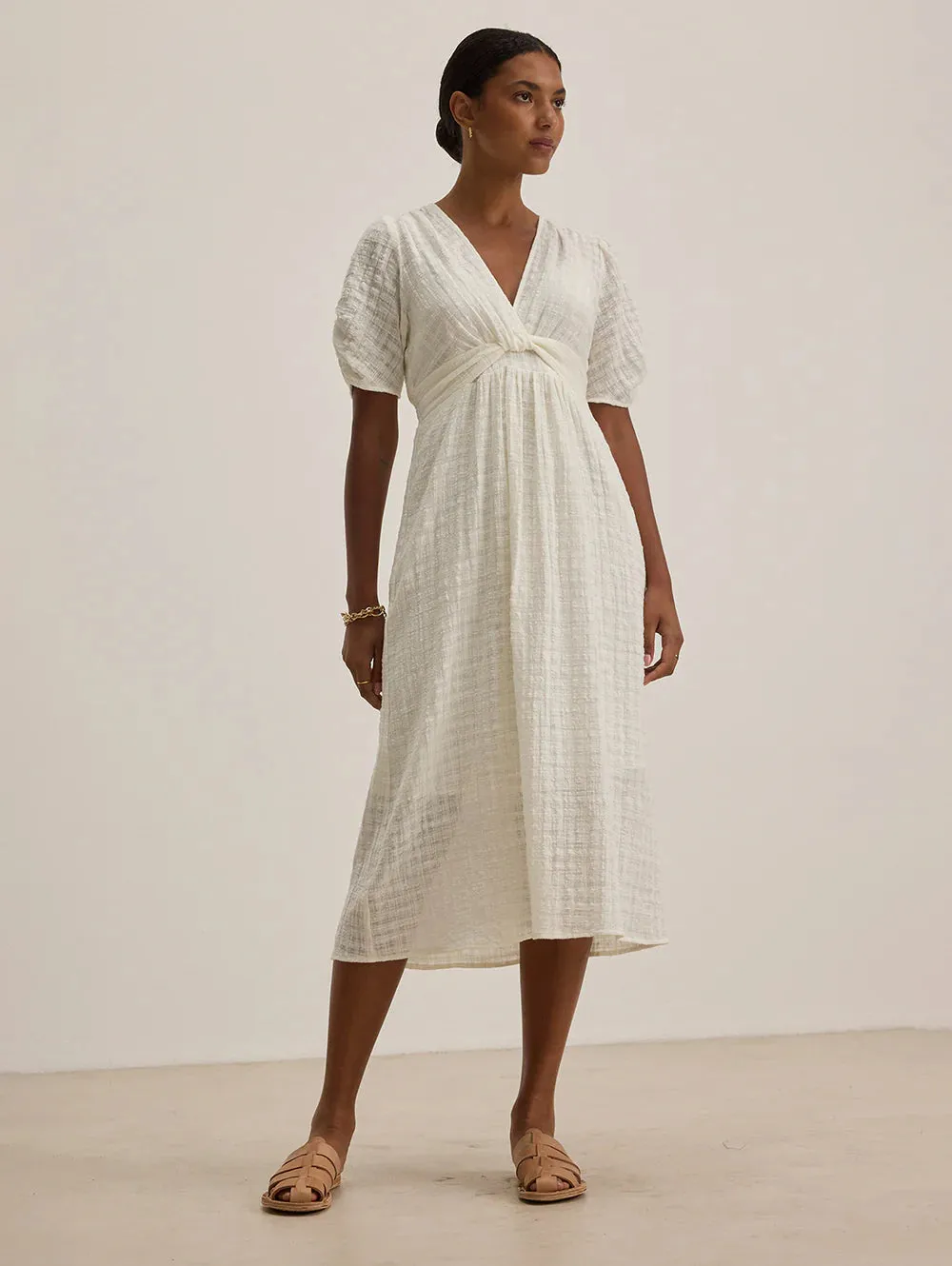 Velvet - Eloise - Textured Gauze Dress in Coconut