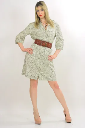 Vintage 70s 1970s boho hippie floral mini shirt dress