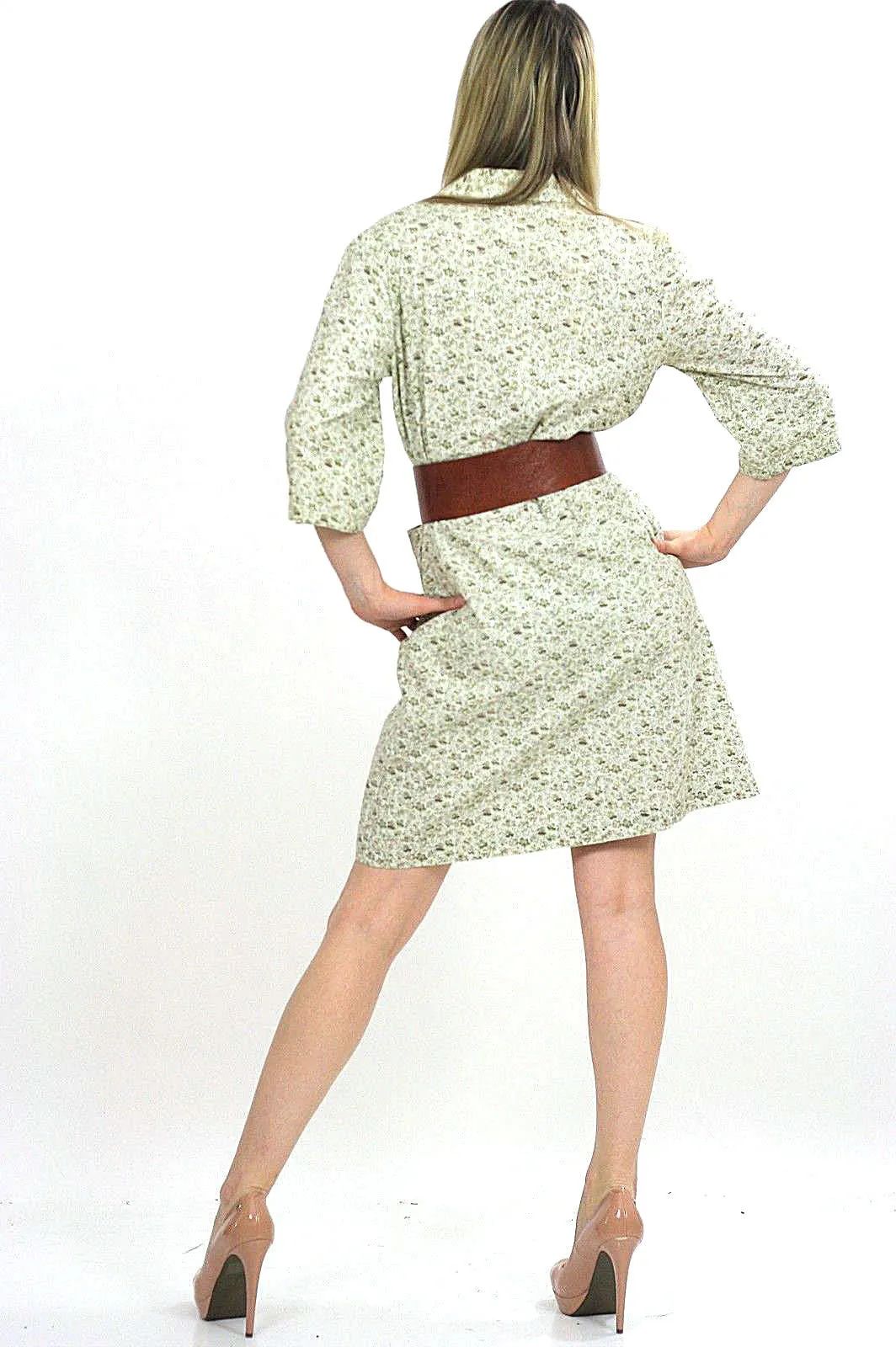 Vintage 70s 1970s boho hippie floral mini shirt dress