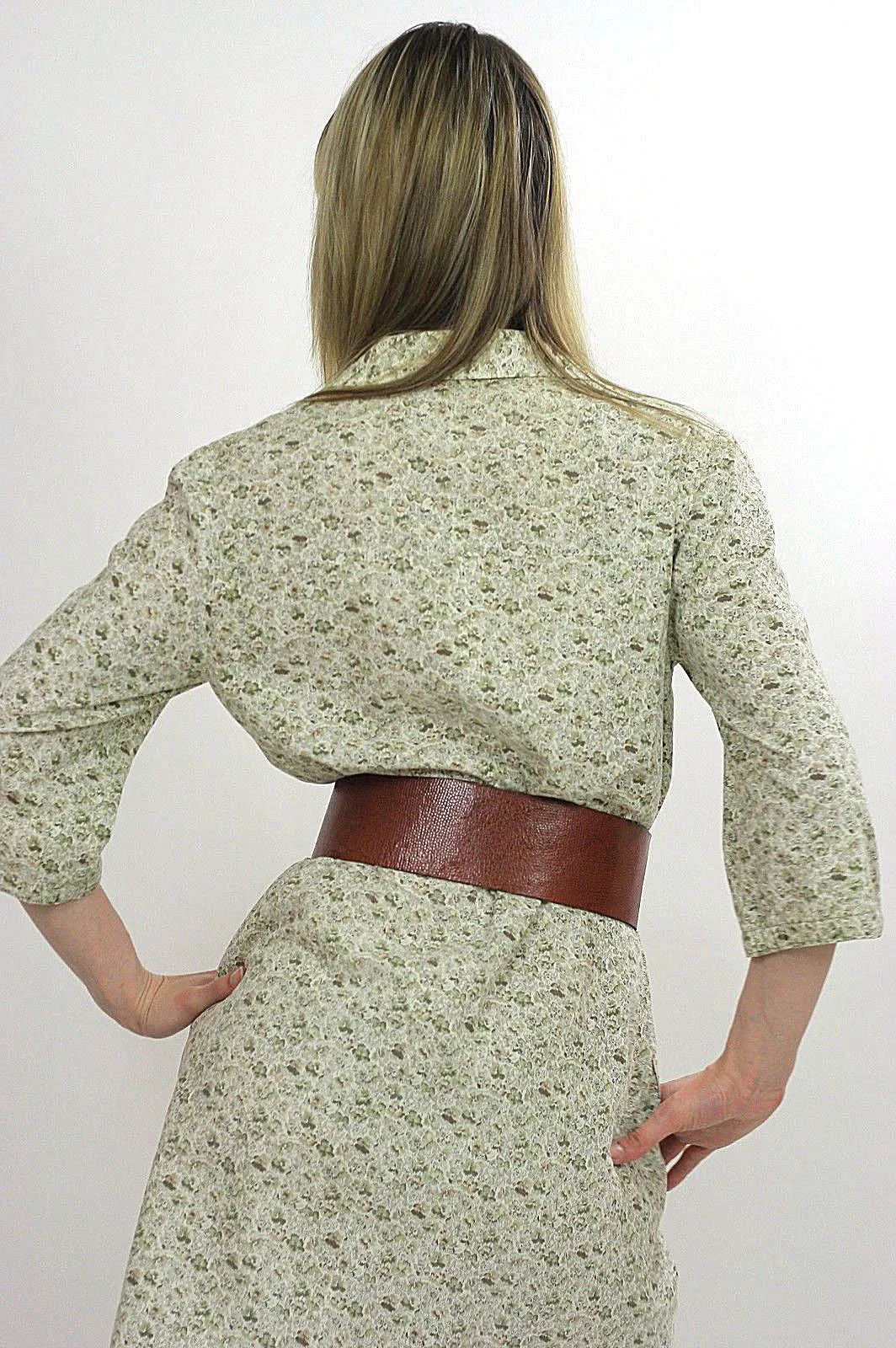 Vintage 70s 1970s boho hippie floral mini shirt dress